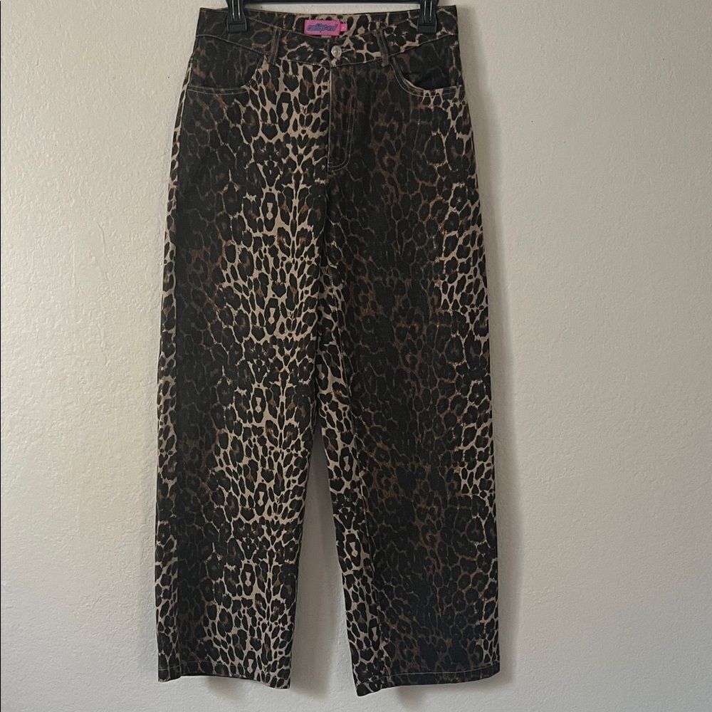 Edikted Leopard Print High-Waisted Wild Pants in Size S